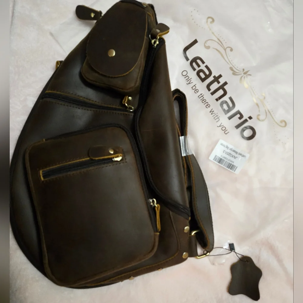 Leathario Leather Sling Brown Bag